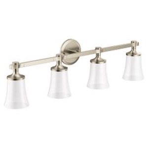 Moen® YB0364BN Flara™ 4-Globe Bath Light, (4) Lamps, 120V, Brushed Nickel Housing