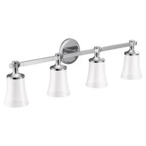 Moen® YB0364CH Flara™ 4-Globe Bath Light, (4) Lamps, 120 V, Chrome Housing