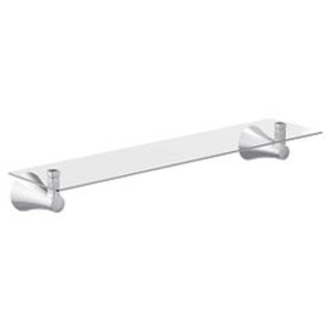 Moen® YB0390CH Flara™ Vanity Shelf, 1 Shelve, 21 in OAL x 5.19 in OAD x 3 in OAH, Zinc/Glass, Chrome