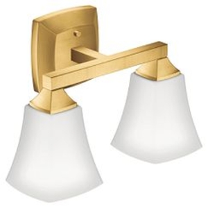 Moen® YB5162BG 2-Globe Bath Light, Voss™, Brushed Gold, 2 Lampss
