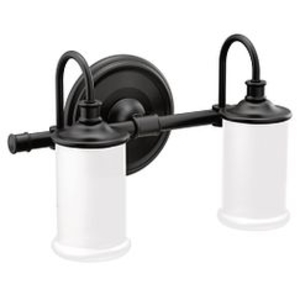 Moen® YB6462BL Belfield™ 2-Globe Bath Light, (2) Lamps, 110 V, Matte Black Housing