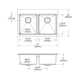 Elkay® ECTSR33229BG1 Crosstown® Dual Mount Sink Kit, Rectangle Shape, 1 Faucet Hole, 22 in W x 33 in D x 9 in H, Top/Undermount, Stainless Steel, Polished Satin