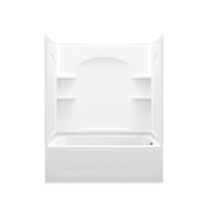 Sterling® 71220120-0 Bath/Shower, Ensemble™, 60-1/4 in L x 33-1/4 in W x 75-1/4 in H, Solid Vikrell®, High Gloss White