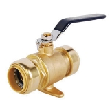 LEGEND INSTA-LOC II™ 456-024NL P-2200NL Drop-Ear Ball Valve, 3/4 in Nominal, Push End Style, Brass Body, Full Port, EPDM Rubber Softgoods