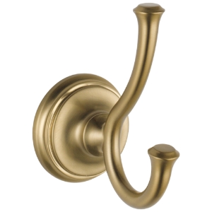 DELTA® 79735-CZ Cassidy® Robe Hook, 2 Hooks, 2-1/2 in OAW x 3-7/8 in OAD x 4-5/8 in OAH, Brass, Champagne Bronze