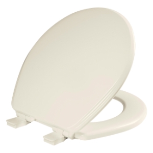 Bemis® 7B600E4 346 Toilet Seat with Cover, Ashland™, Round Bowl, Closed Front, Wood, Enamel High Gloss/Biscuit, Adjustable Hinge
