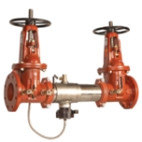 WATTS® F111586 957-FS Inline Backflow Preventer, 4 in Nominal, Flange Joint End Style, Outside Stem and Yoke Resilient Seated Gate Valve, Stainless Steel Body, Reduced Pressure Zone, 7.5 fps Flow Rat