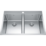 Kindred BDL2131-9-1N Brookmore 31-in LR x 20.9-in FB x 9-in DP Drop-In Double Bowl Stainless Steel Sink
