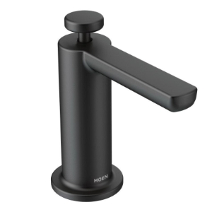 Moen® S3947BL Modern Soap Dispenser, Matte Black, 18 oz Capacity, 2.02 in OAL, Deck Mount, Metal, Commercial