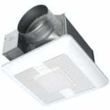 Panasonic WhisperGreen® Select™ FV-1115VKL2 Speed Selector Ventilation Fan with Light, (1) Dimmable LED Lamp, 14.9 W Fixture, 120 VAC, Zinc Aluminum Magnesium Housing