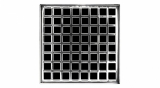 Infinity Drain® Q5SS 5" x 5" Strainer with Squares Pattern Decorative Plate and 2" Throat in Satin Stainless