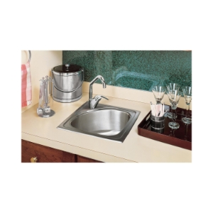 Elkay® BLGR15151 Bar Sink, Luster Highlighted Satin, Squared Shape, 11-1/2 in L x 11-1/2 in W Bowl x 6-3/8 in D Bowl, 1 Faucet Hole, 15 in L x 15 in W x 6-1/2 in H, Top Mounting, 18 ga 304 Stainless Steel