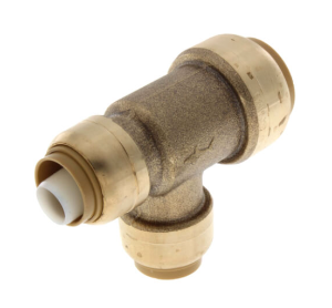 Sharkbite® UR454 Tee, 3/4 x 1/2 x 1/2 in Nominal, Push-to-Connect End Style, Lead-Free DZR Brass
