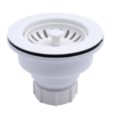 Dearborn® W9120 Commercial Grade Deep Cup Plastic Sink Strainer, Neoprene Stopper, White