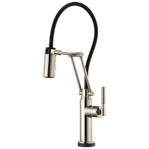 Brizo® SMARTTOUCH® 64243LF-PN Litze® Articulating Kitchen Faucet, 1.8 gpm, Swivel Spout, Polished Nickel, 1 Handle