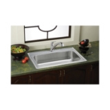 DAYTON® DPC133220 PREMIUM Kitchen Sink, Premium Highlighted Satin, Rectangle Shape, 28 in L x 15-3/4 in W x 8 in D Bowl, 33 in L x 22 in W x 8-1/4 in H, Top Mount, 300 Stainless Steel