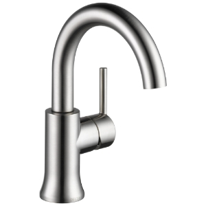 DELTA® 559HA-SS-DST Trinsic® Lavatory Faucet, 1.2 gpm Flow Rate, 5-3/4 in H Spout, 1 Handle, Push Pop-Up Drain, 1 Faucet Hole, Stainless, Traditional