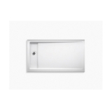 Kohler® 9193-0 Bellwether® Single Threshold Shower Base, White, Left Offset Drain, 60 in L x 34 in W x 4-1/2 in D