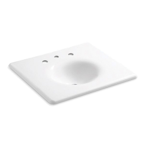 Kohler® 3048-8-0 Iron/Impressions® 25" Enameled Cast Iron Vanity Top With Integrated Round Sink, White