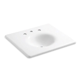Kohler® 3048-8-0 Iron/Impressions® 25" Enameled Cast Iron Vanity Top With Integrated Round Sink, White