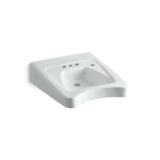 Kohler® 12636-R-0 Morningside™ Wheelchair Users Bathroom Sink with Overflow, Rectangle Shape, 4 in Faucet Hole Spacing, 20 in W x 21-1/2 in D x 8-1/8 in H, Wall Mount, Vitreous China, White