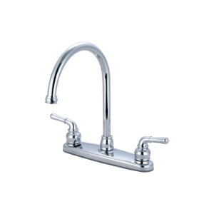 OLYMPIA K-5340 Kitchen Faucet, Accent, 1.5 gpm Flow Rate, 8 in Center, Gooseneck Spout, Polished Chrome, 2 Handles