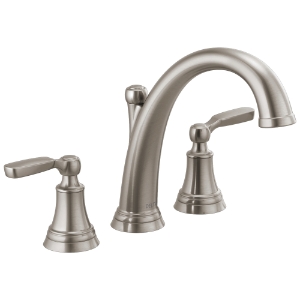 DELTA® T2732-SS Roman Tub Faucet Trim, Woodhurst™, 10 to 16 in Center, Stainless, 2 Handles, Traditional