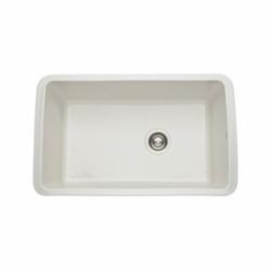 Rohl® 6307-68 Allia Kitchen Sink, Biscuit, Rectangle Shape, 28-1/2 in L x 17-3/8 in W x 10 in D Bowl, 31-1/8 in L x 19-5/8 in W x 11 in H, Under Mount, Fireclay