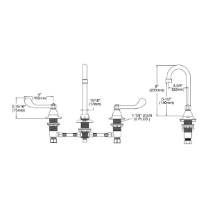 Elkay® LK800GN04T4 Faucet, 1.5 gpm Flow Rate, Gooseneck Spout, Polished Chrome, 2 Handles