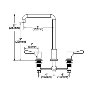 Elkay® LKD2437BHC Food Service Kitchen Faucet, 1.5 gpm Flow Rate, 4 in Center, Arc Tube Spout, Polished Chrome, 2 Handles