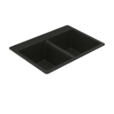 Moen® GGB3028B Double-Equal Sink, 33 in L x 20 in W x 9-1/2 in D, Undermount/Drop-In Mount, Granite, Black