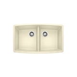 Blanco 440070 PERFORMA™ SILGRANIT® II Equal Double Bowl Composite Sink, Biscuit, Rectangle Shape, 15 in Left, 15 in Right L x 18 in Left, 18 in Right W x 10 in Left, 10 in Right D Bowl, 33 in L x 20 in W, Under Mount, Granite