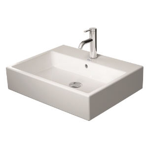 DURAVIT 2350600025 Vero® Air Furniture Washbasin With Overflow, Rectangle Shape, 7-7/8 in Faucet Hole Spacing, 23-5/8 in L x 18-5/8 in W x 6-1/2 in H, Wall Mount, Ceramic, White