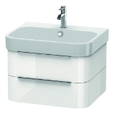 DURAVIT H2636402222 Rectangular Vanity Unit, Happy D.2, 15 in OAH x 24-5/8 in OAW x 18-7/8 in OAD, Wall Mount, White High Gloss Cabinet