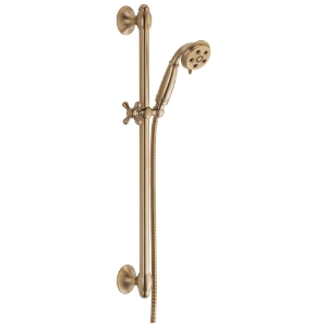 DELTA® 51308-CZ Hand Shower, 3 in Dia 3 Shower Head, 2 gpm Flow Rate, 60 to 82 in L Hose, 1/2 in Connection, Champagne Bronze