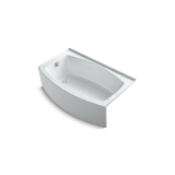 Kohler® 1118-LA-0 Bathtub with Integral Flange, Expanse®, Soaking Hydrotherapy, Curved Shape, 60 in L x 36 in W, Left Drain, White