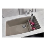 Blanco 440066 PERFORMA™ CASCADE™ SILGRANIT® II Super Single Bowl Composite Sink, White, Rectangle Shape, 30 in Left, 30 in Right L x 17-1/2 in Left, 17-1/2 in Right W x 10 in Left, 7-3/4 in Right D Bowl, 32 in L x 19-1/2 in W, Under Mount, Granite