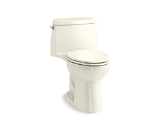 Kohler® 30810-96 1-Piece Toilet, Santa Rosa™, Compact Elongated Bowl, 12 in Rough-In, 1.28 gpf Flush Rate, Biscuit