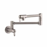 Hansgrohe 04059860 Allegro E Pot Filler, Residential, 2.5 gpm Flow Rate, Swivel Spout, Steel Optik, 2 Handles