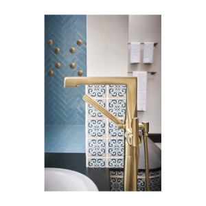 Brizo® T70198-GL Floor Mount Tub Filler, Levoir™, 1.75 gpm Flow Rate, Luxe Gold, 1 Handle