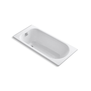 Kohler® 941-0 Soissons® Bathtub with Reversible Drain, Rectangular Shape, 59 in L x 16 in W, End Drain, Enamel Coated/White