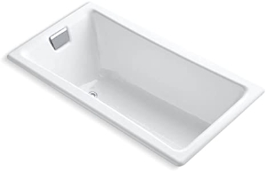 Kohler® 850-0 Tea-for-Two® Bathtub with Reversible Drain, Soaking, Rectangular Shape, 60 in L x 32 in W, End Drain, White