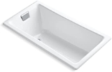 Kohler® 850-0 Tea-for-Two® Bathtub with Reversible Drain, Soaking, Rectangular Shape, 60 in L x 32 in W, End Drain, White