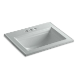 Memoirs® Elegant Self-Rimming Bathroom Sink With Overflow, Rectangular, 4 in Faucet Hole Spacing, 22-3/4 in W x 18 in D x 8-7/8 in H, Drop-In Mount, Vitreous China, Ice Gray™