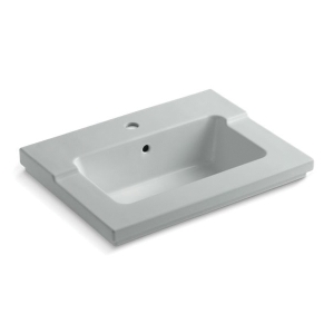 Kohler® 2979-1-95 Tresham® Bathroom Sink With Overflow Drain, Rectangular Shape, 25-7/16 in W x 19-1/16 in D x 7-7/8 in H, ITB/Vanity Top Mount, Vitreous China, Ice Gray™