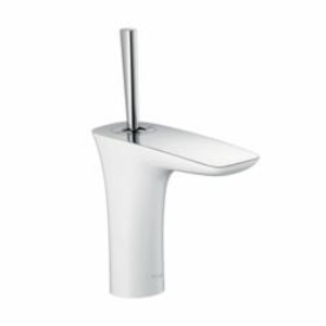Hansgrohe 15074401 PuraVida 110 Bathroom Faucet, Commercial, 1.2 gpm Flow Rate, 4-1/2 in H Spout, 1 Handle, Pop-Up Drain, 1 Faucet Hole, Polished Chrome/White, Function: Traditional