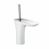 Hansgrohe 15074401 PuraVida® 110 Bathroom Faucet, Commercial, 1.2 gpm Flow Rate, 4-1/2 in H Spout, 1 Handle, Pop-Up Drain, 1 Faucet Hole, Polished Chrome/White, Traditional