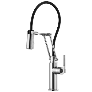 Brizo® 63243LF-PC Litze™ Articulating Kitchen Faucet, 1.8 gpm Flow Rate, Swivel Spout, Polished Chrome, 1 Handle
