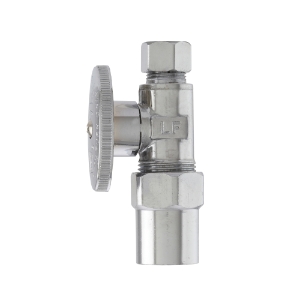 PlumbPak® 2881PCLF Straight High Quality 1/4 Turn Valve, 1/2 x 3/8 in Nominal, CPVC x Compression End Style, Solid Brass Body, Polished Chrome