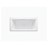 Kohler® 6366-W1-0 Stargaze® Bathtub with Bask® Heated Surface and Straight Shroud, Rectangular Shape, 72 in L x 36-1/16 in W, Center Drain, White